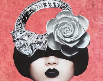 Engaged, Original Collage, Collage Art, Surreal Collage, Paper Collage, Mixed Media Art, Wall Art
