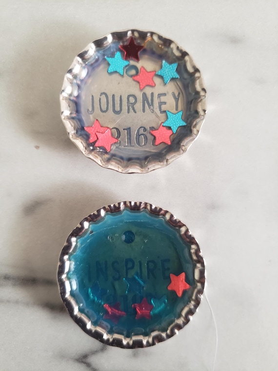 Bottle Cap Magnets: Handmade Resin Star Decor (Set of 2)