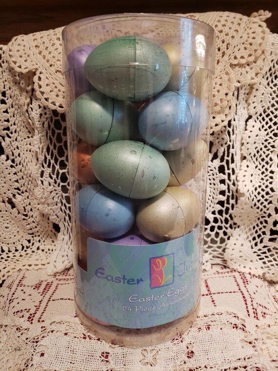 Vintage Kmart Easter Egg Set: 24 Pastel Iridescent Plastic Eggs