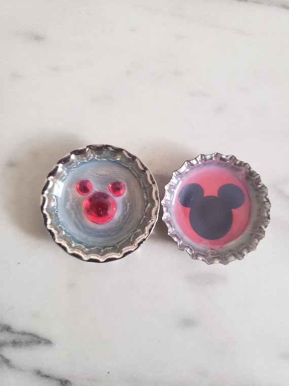 Set of 2 Bottle Cap Magnets, Disney Theme Magnets, Gifts Under 5, Disney Office Decor, Upcycled Art, Disney Fridge Magnets, Handmade Magnets