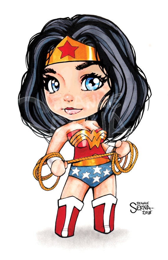 Mini Wonder Woman Chibi Wonder Woman Art Print 8.5 x | Etsy
