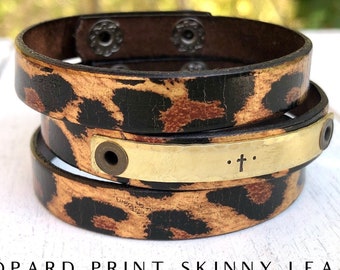 LEOPARD PRINT Personalized Skinny Leather Adjustable Bracelet