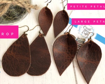 Derby Brown Leather Lightweight Earrings - Essential Oil Diffuser Jewelry