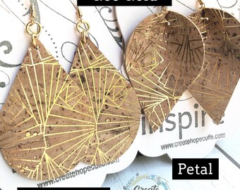 Gold Geometric Cork Earrings Eco Friendly & Allergen Free