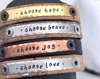 CHOOSE VEGAN Cork Skinny Adjustable Bracelet Eco Friendly Jewelry