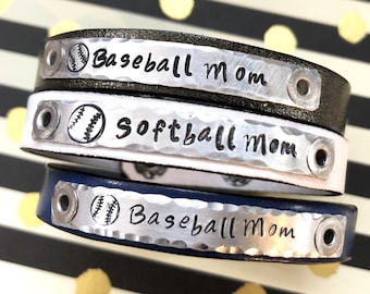 SPORTS Hand Stamped Personalized Skinny Leather Adjustable Bracelet in 24 colors!