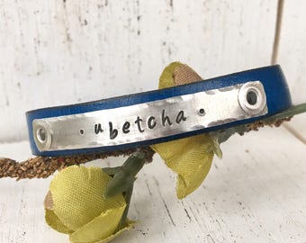 Minnesota Ubetcha Skinny Leather Bracelet, adjustable for Women or Girls