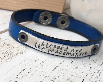 Police Law Enforcement Navy Blue Adjustable Leather Bracelet