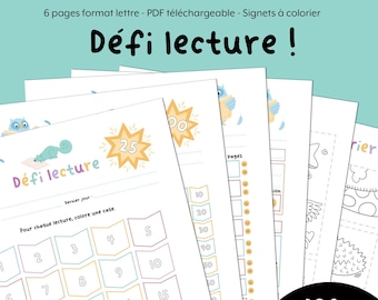 Défi lecture pour enfant, signets à colorier, diplômes de félicitations, résumés de romans, liste de lecture, PDF téléchargeable