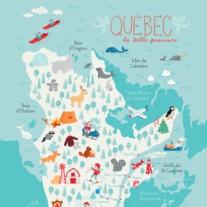 Illustrated map of Quebec La belle province image 2