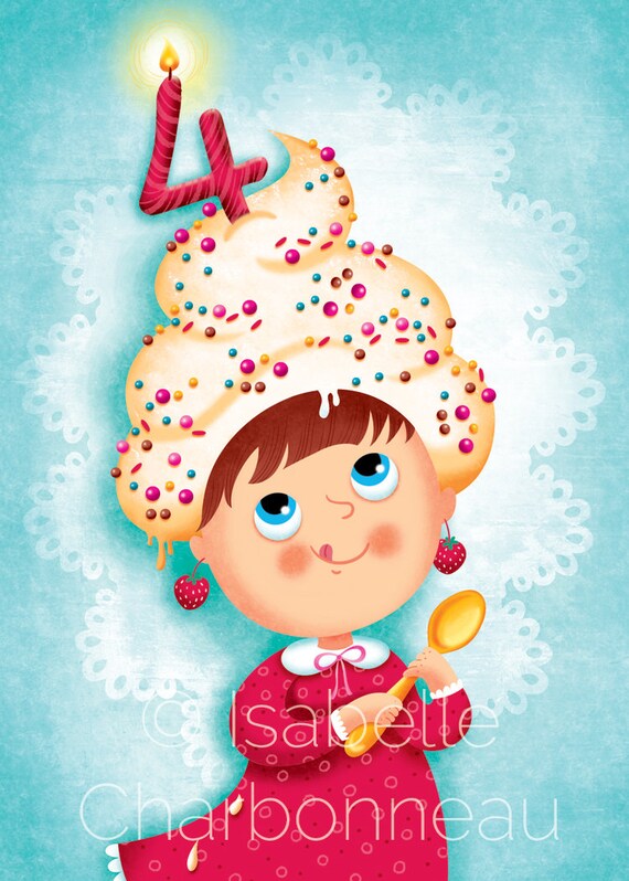 Carte D Anniversaire Pour Fille De 4 Ans Carte Sans Etsy France