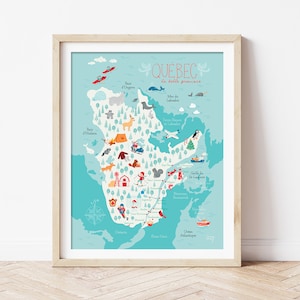 Illustrated map of Quebec «La belle province»