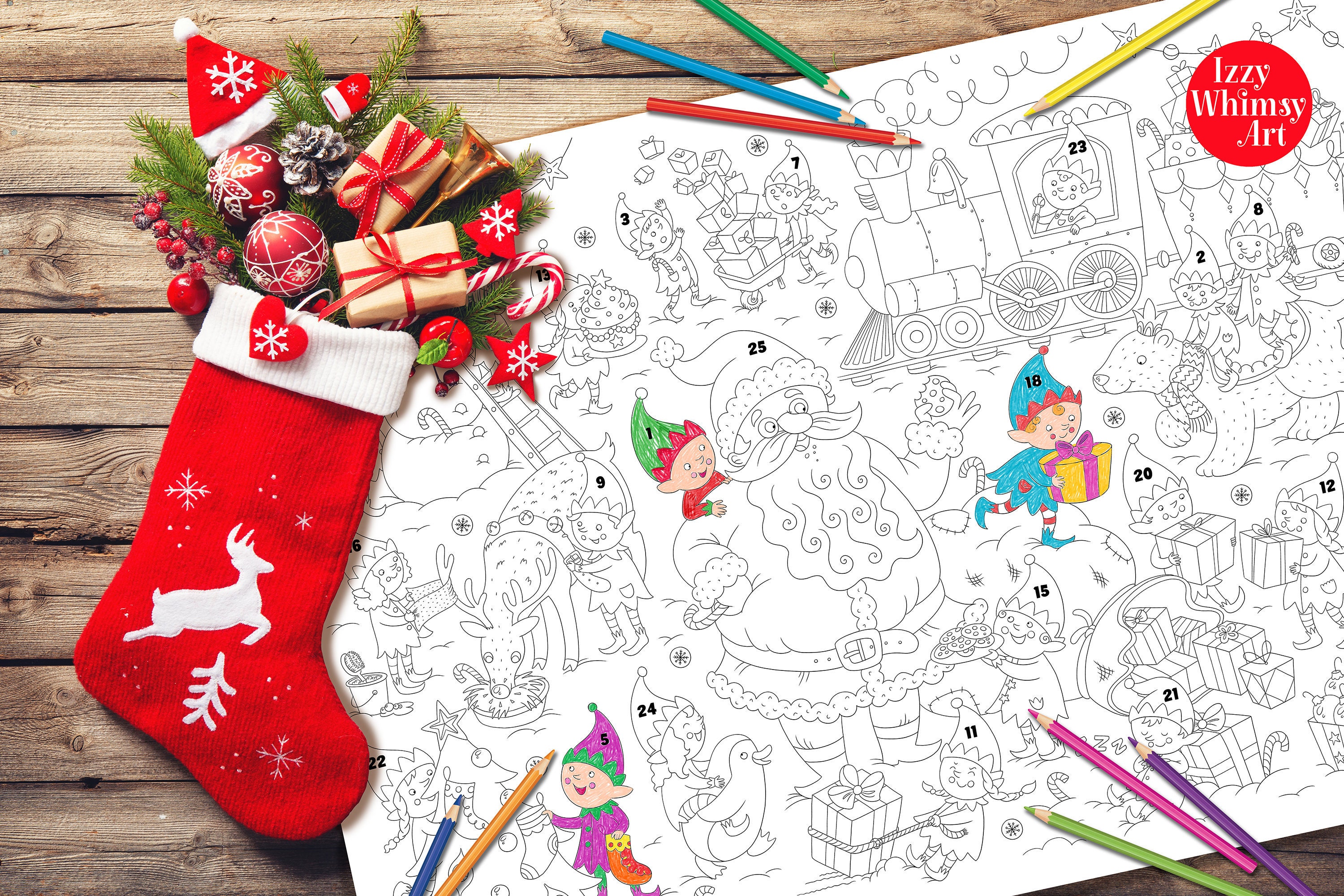 Calendrier De L'avent Coloriage Adulte Calendrier De L'avent à Colorier Coloriage De Noël | Etsy UK