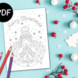 Carte de Noël à colorier PDF, Joyeux Noël Carte à colorier en PDF, Joyeux Noël image 1