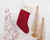 Vintage Embroidery ANA Christmas Stocking, Christmas Pottery Barn Stocking, Holiday Decor