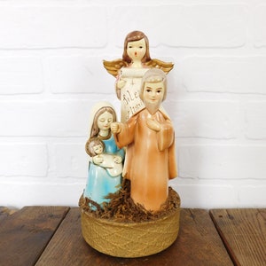 Vintage Silent Night Nativity Musical Box, Christmas Decor, Wind Up Music Box, Silent Night