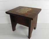Vintage Wood Step Stool, Child 39 s Step Stool, Farmhouse Decor, Primitive Wood Plant Stand, Wood Bench, Farmstyle Stool