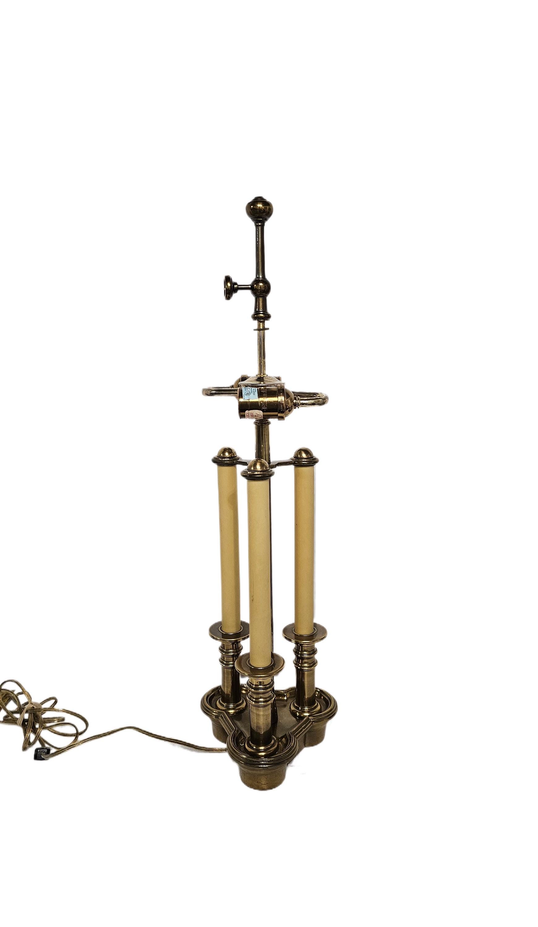 Vintage Ethan Allen French Bouillotte Candlestick Brass Base Table