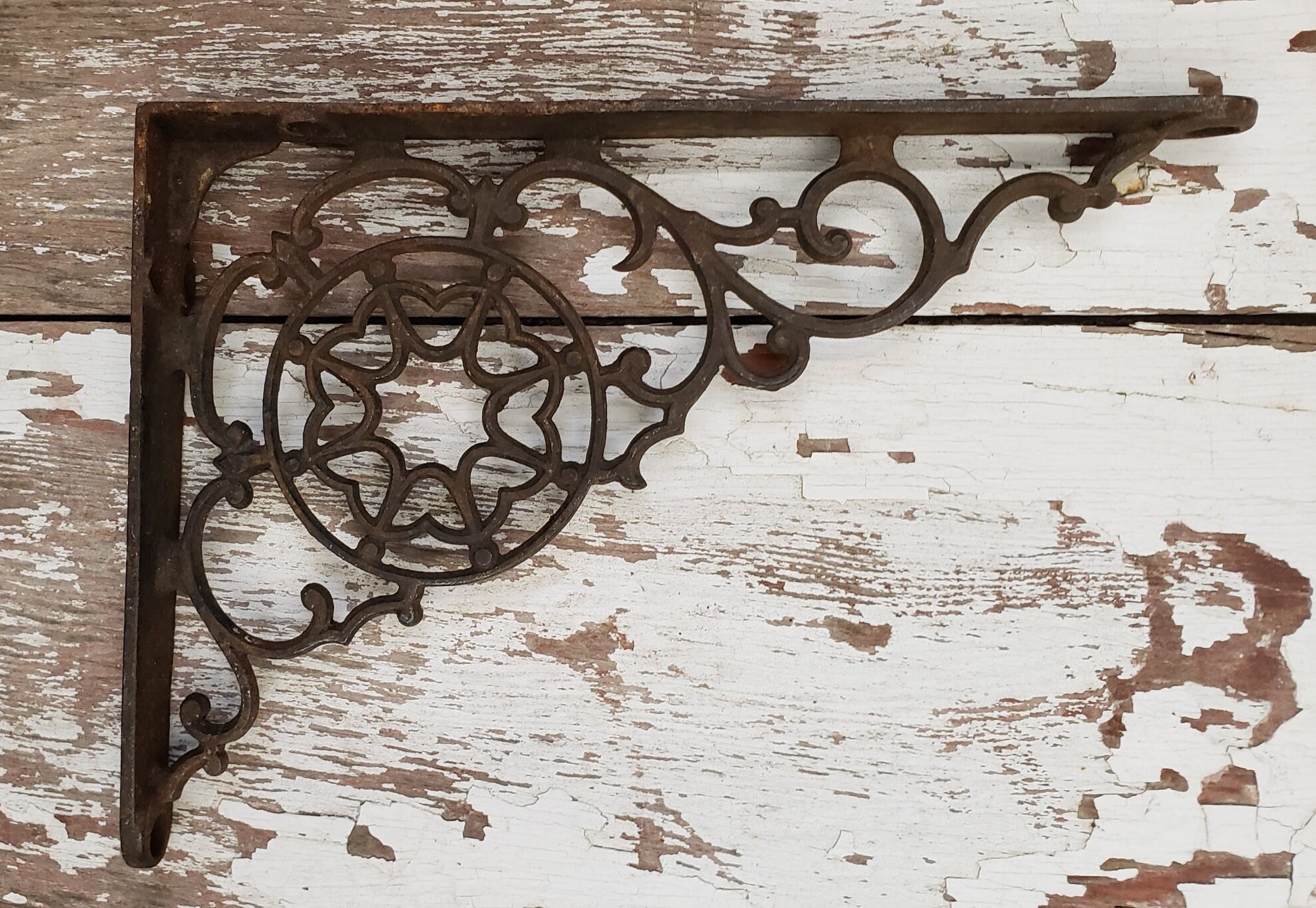 Vintage Rusty Metal Cobweb Bracket Farmhouse Shelf Bracket Etsy