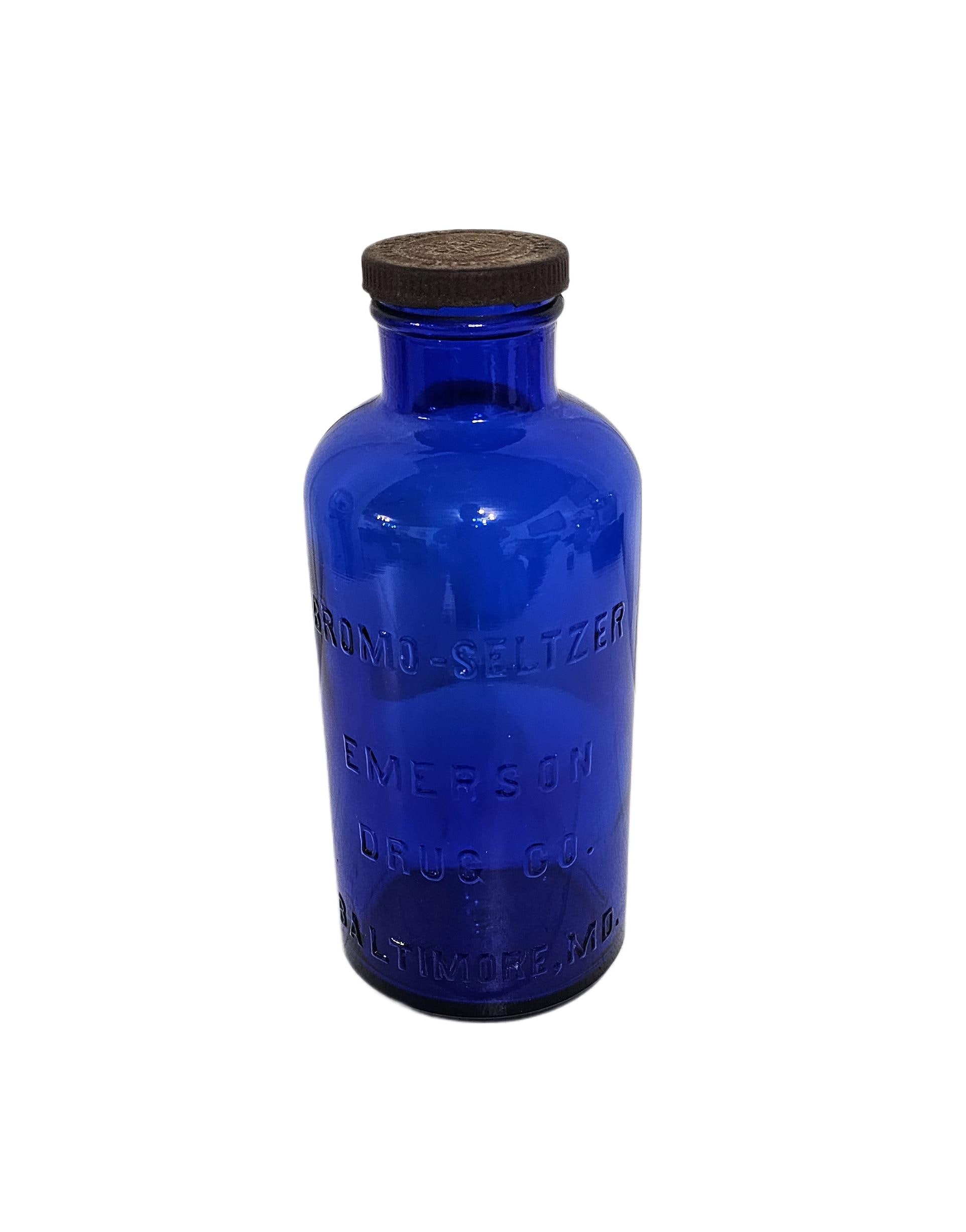Vintage Bromo Seltzer Emerson Drug Co Baltimore MD Maryland Cobalt