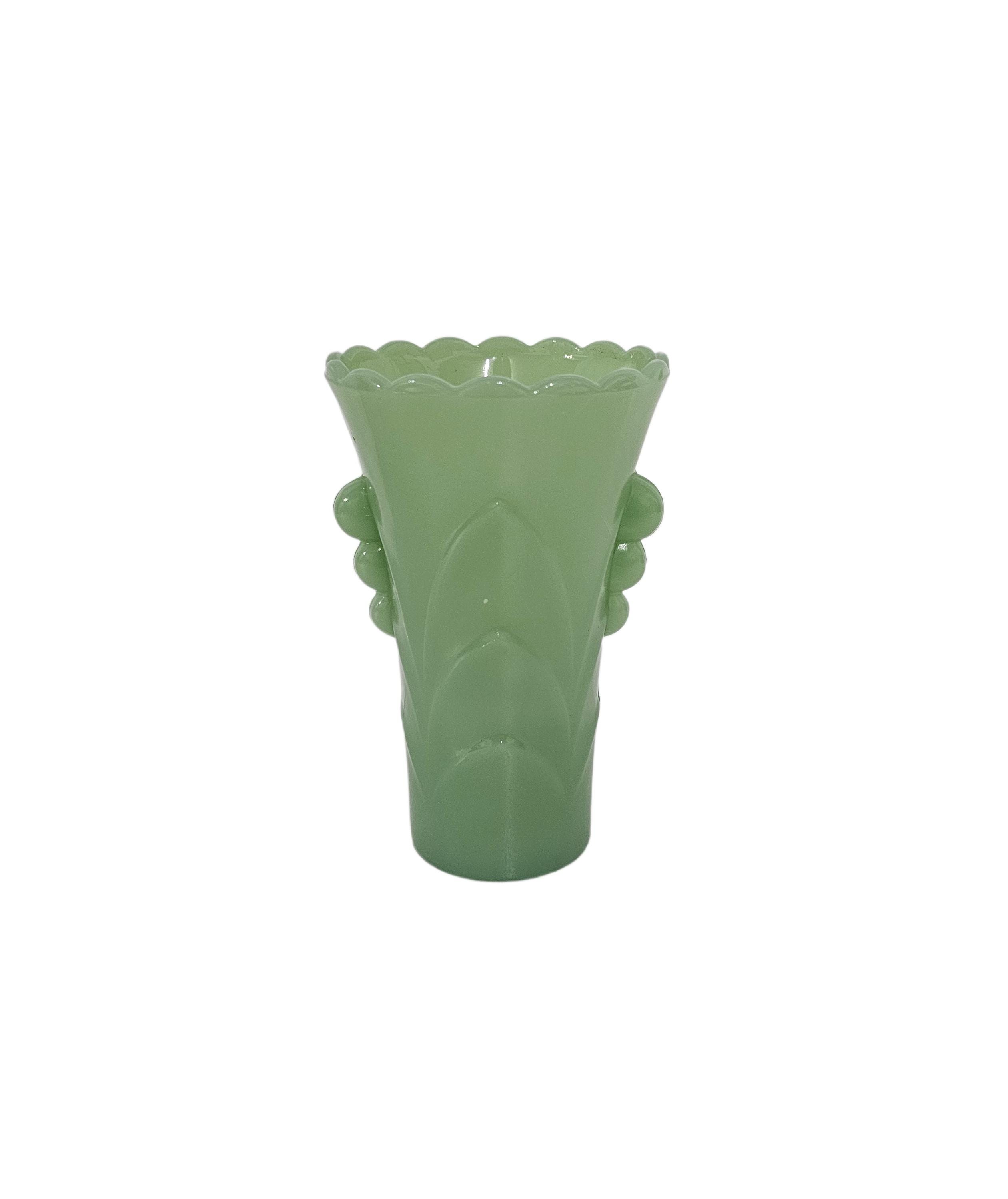 Vintage Green Jadeite Art Deco Vase Anchor Hocking Fire King