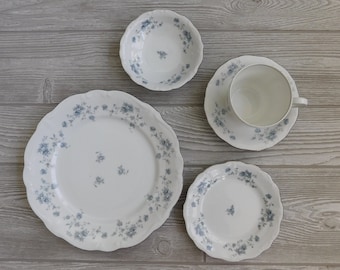 Vintage 20 Stück Johann Haviland Bavaria Germany Blue Garland Service für 4 Geschirr Set