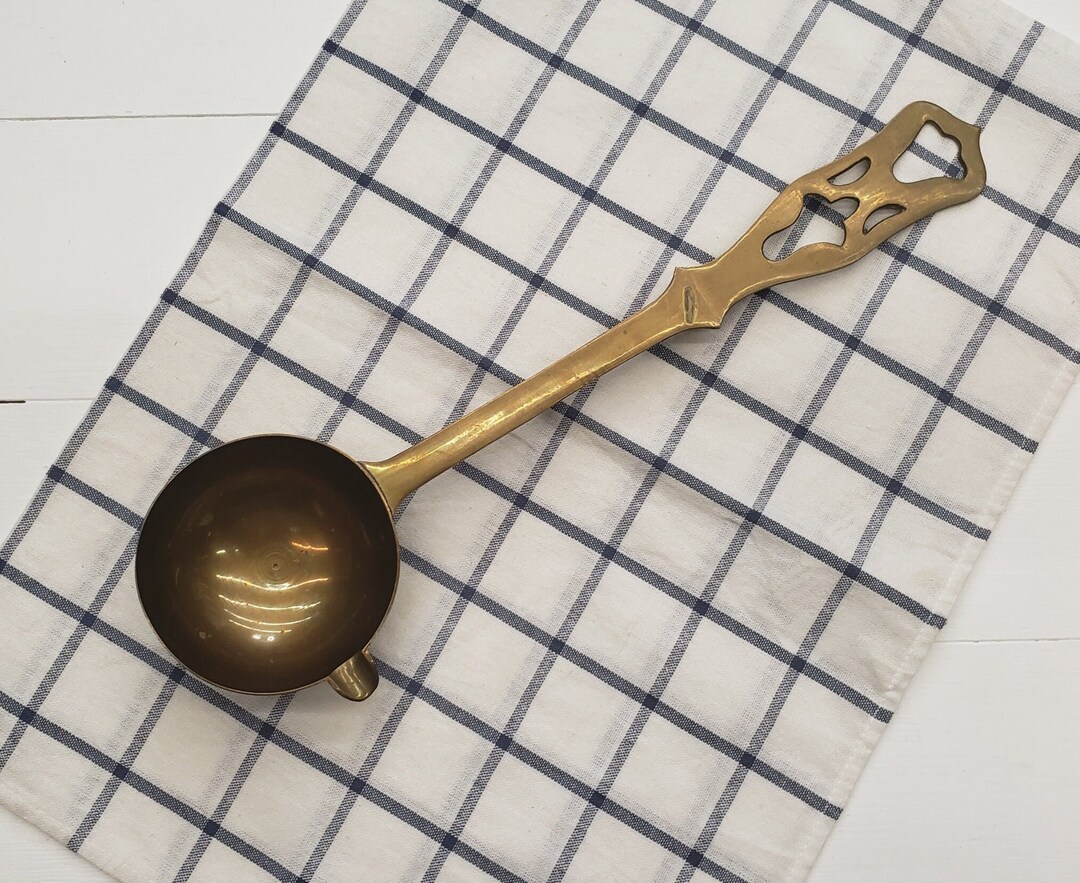 Vintage Brass Long Handle Ladle French Country Brass Etsy