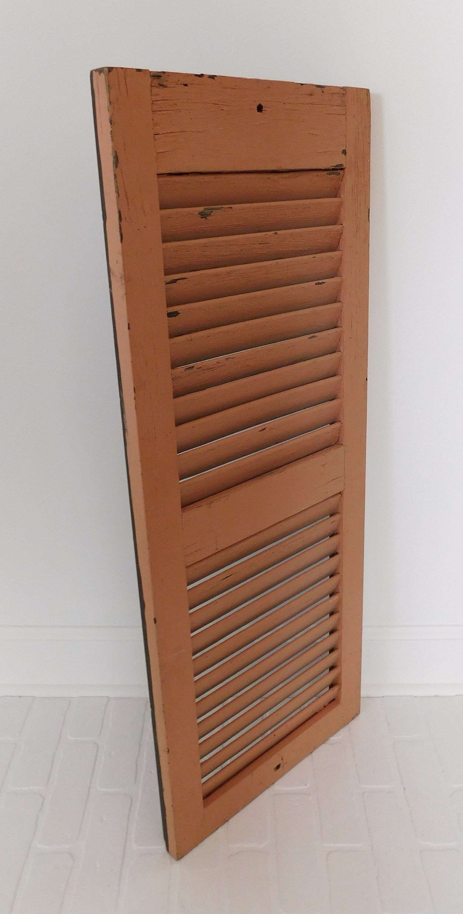 Vintage Blush Wood Louvered Shutter Wood Chippy Paint Blush Etsy