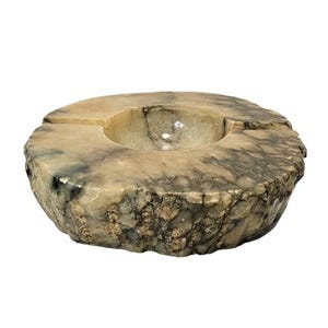Vintage Hand Carved Alabaster Ashtray - Mid Century Stone Ashtray
