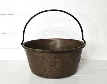 Vintage Copper Hand Forged Handle Bucket - Farmhouse Decor - Copper Carry Bucket