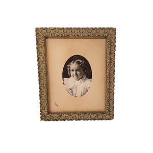Vintage Ornate Framed Little Girl Portrait Photograph