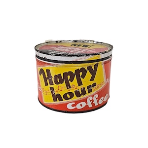Vintage Happy Hour Coffee Tin 1 Pound - Collectible Advertising Tin