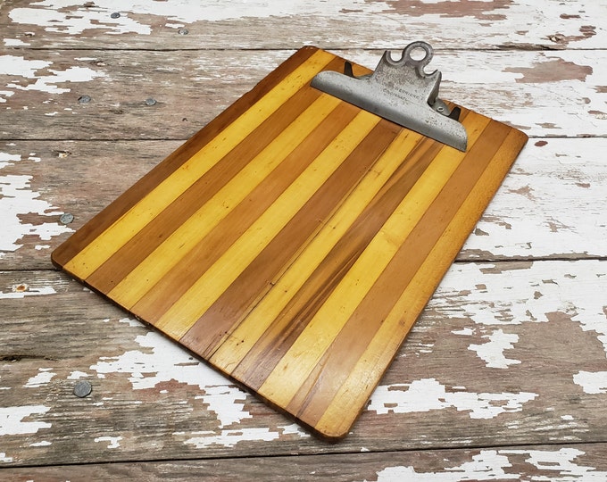 Vintage Globe Wernicke Wooden Clipboard Farmhouse Office Decor Wood