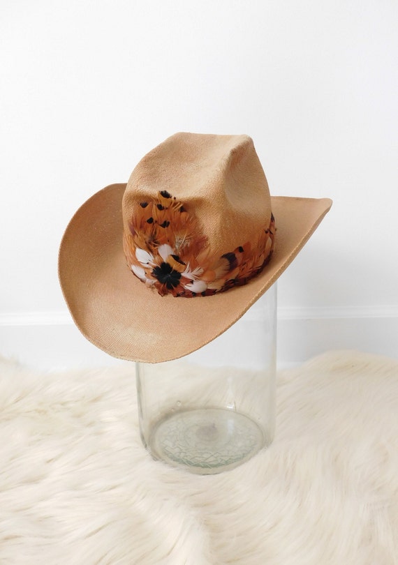 Vintage Stetson Saddle Roll Feather Cowboy Hat - S