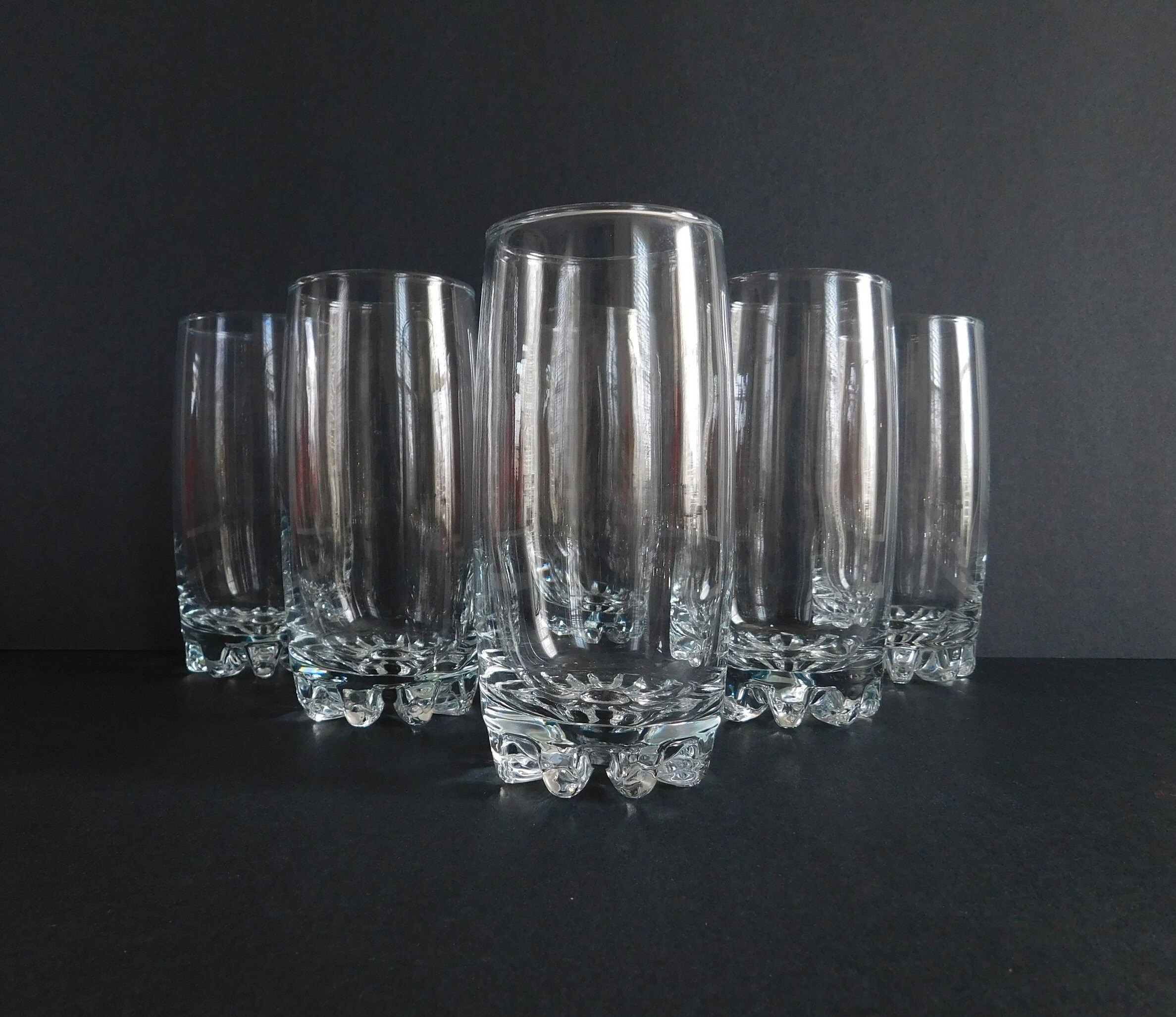 Vintage Clear Glass Heavy Base Tumblers Set of 6 Glasses Etsy