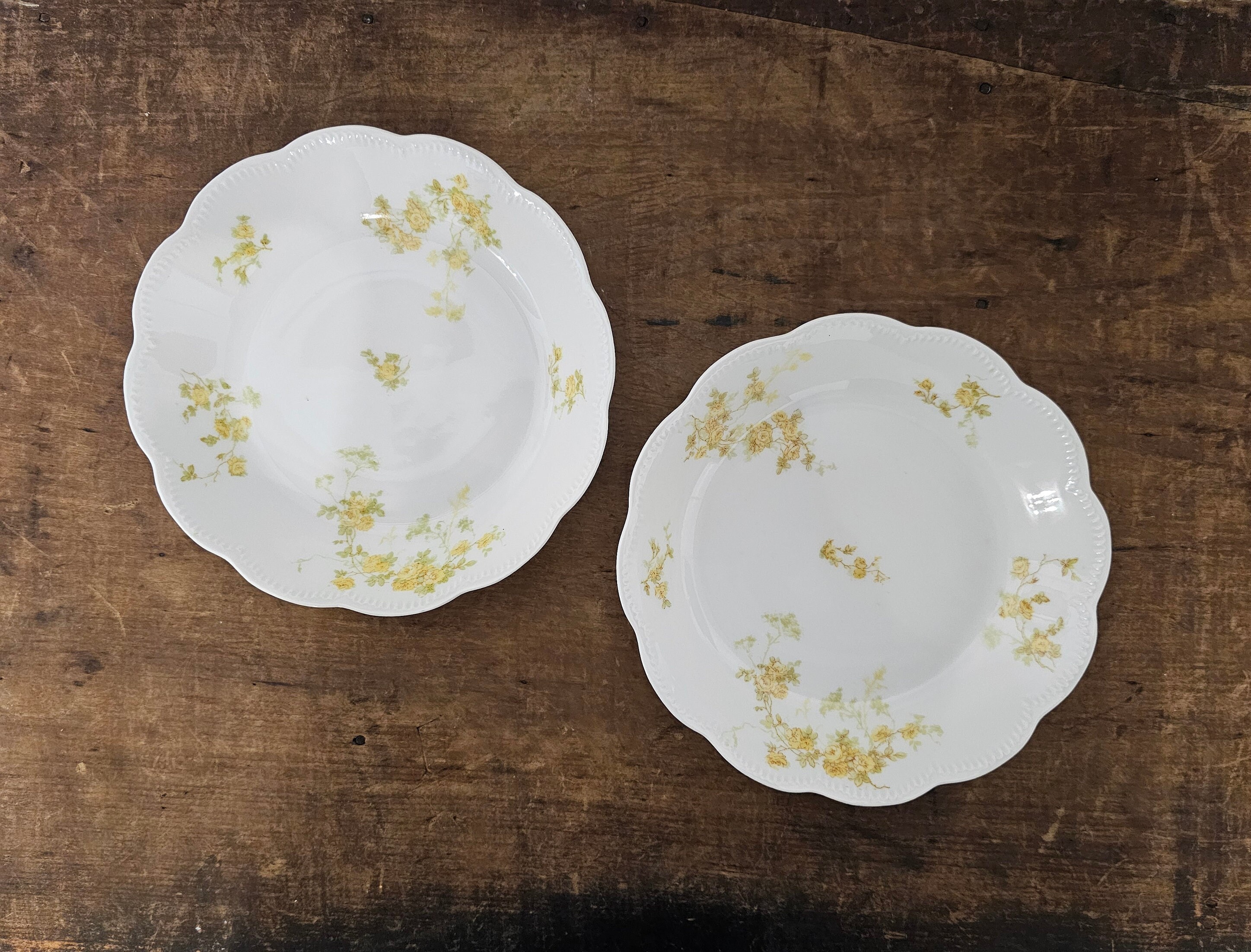 Vintage Haviland Frankreich gelbe Blumenschalen 2er-Set - Bauernhaus Cottage