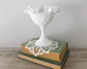 Vintage Fenton Silver Crest Spanish Lace Pedestal Bowl - Cottage - Candy Dish - Farmhouse - Fenton Silver Crest Bowl