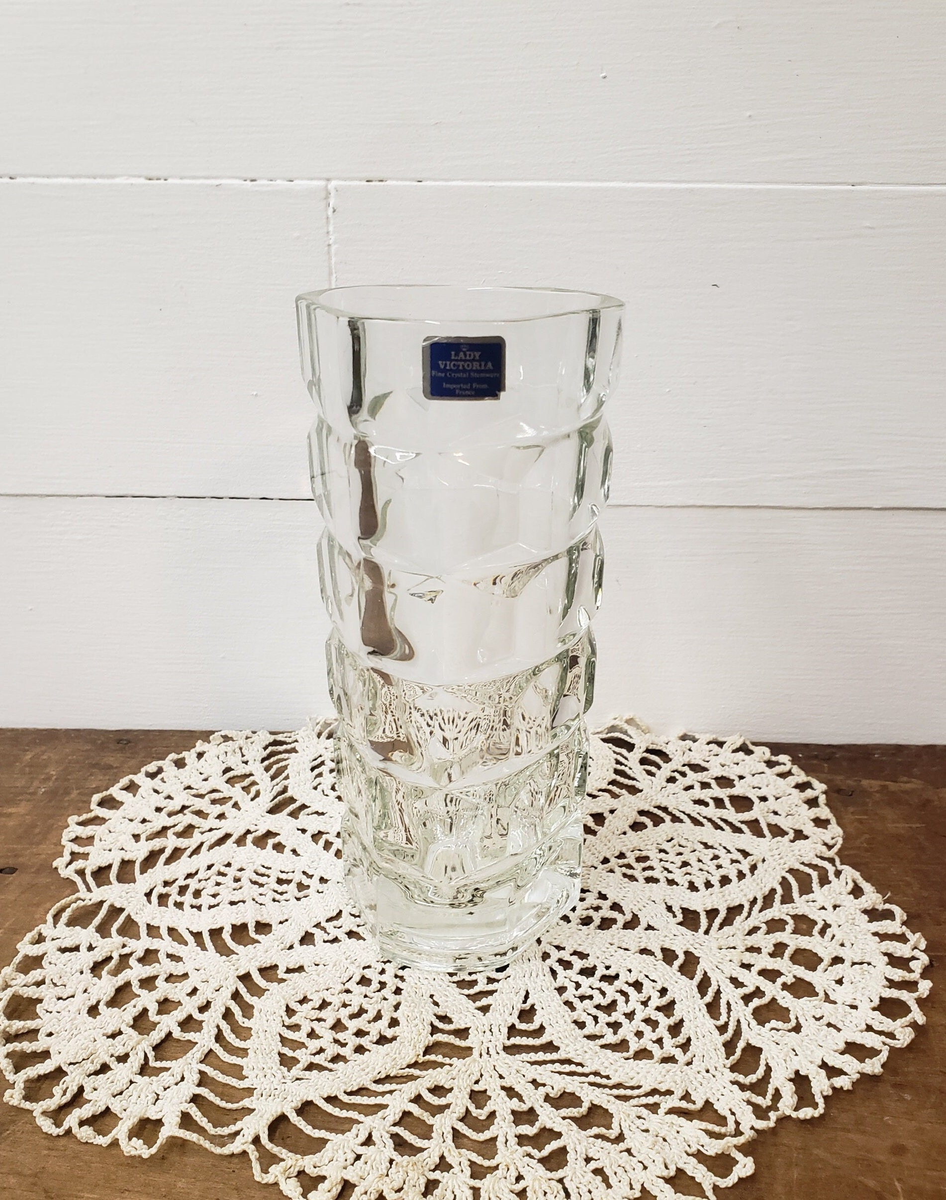 Vintage Lady Victoria France Crystal Glass Flower Vase - Etsy