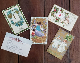 Vintage Collection Of Early 1900's NEW YEAR Greetings Post Cards - Collectible - Postal Cards - Happy New Year