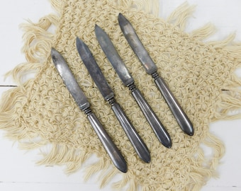 Vintage 1835 R. WALLACE Silver Plated Fruit Knives - R.W. & S Silver Knife - Fruit Knife - Set of 4