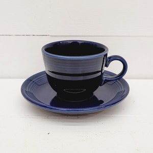 Vintage Fiesta Homer Laughlin Teacup and Saucer - Cobalt Blue Fiestaware - Collectible Fiestaware