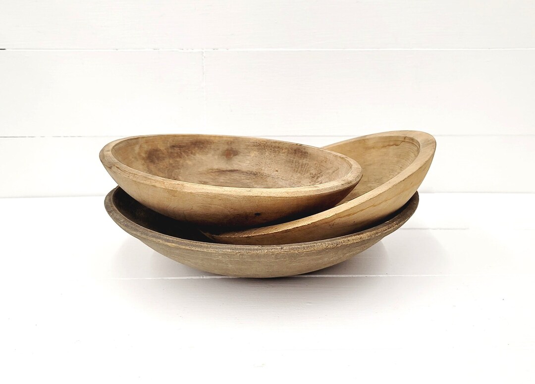 Vintage Wood Bowls Set of 3 Dough Bowl Bread Bowl Primitive Farmhouse