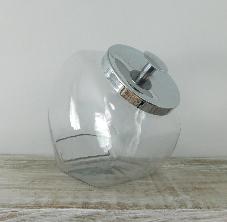 Farm Kitchen Vintage Glass Slanted Cookie Jar Kitchen Storage Jar