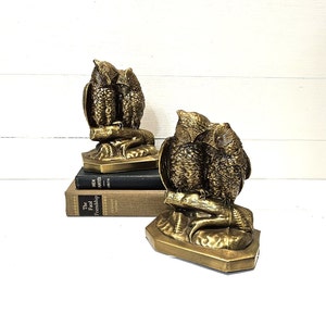 Vintage Brass Bronze PM Craftsman Owl Bookends - Office Decor - Brass Bookends
