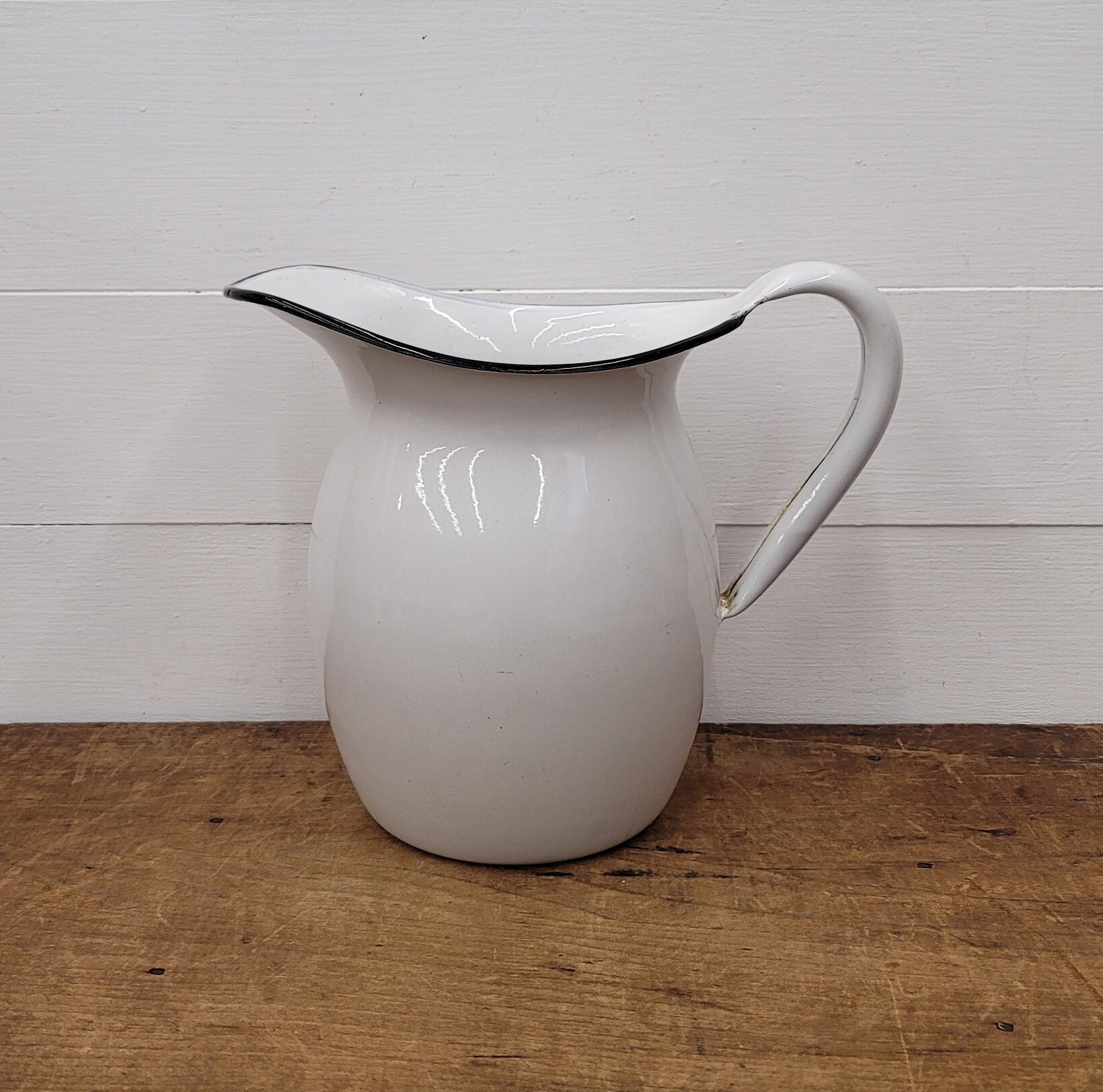 White Metal Pitcher with Candle Décor and Warm White LED Lgt