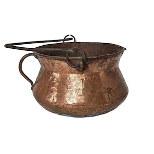 Vintage Hand Crafted Copper Pot - Hand Forged Copper Carry Bucket - Farmhouse Decor - Collectible Copper
