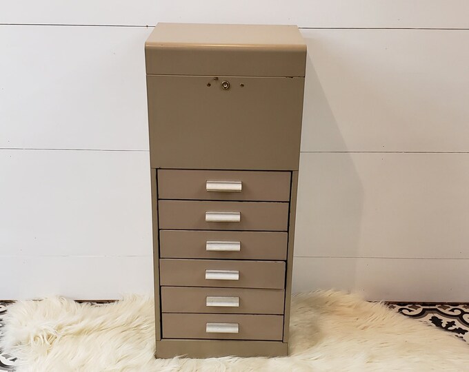 Vintage Metal File Box Drawer Office Storage Industrial