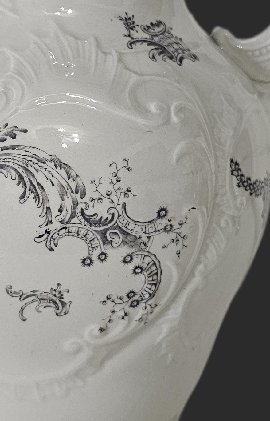 アンティーク ビクトリア朝 ワイオミング 磁器 白 グレー