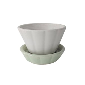 Vintage Shawnee #533 Two Tone Flower Pot With Attached Saucer