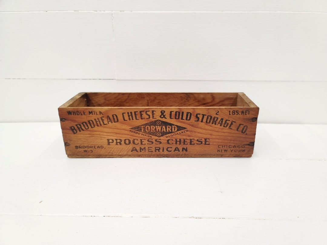 Vintage Brodhead Cheese & Cold Storage Co. Wood Box Farmhouse Kitchen